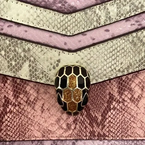 CHRISBELLA NWT CROSSBODY SATCHEL HANDBAG Pink PURPLE SNAKE Leather - Picture 7 of 10